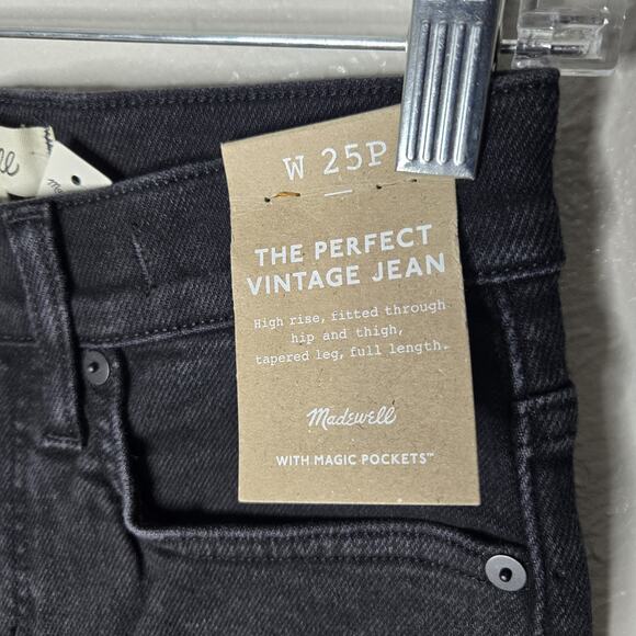 NWT Madewell The Petite Mid-Rise Perfect Vintage Jean black Size 25P - Picture 4 of 11